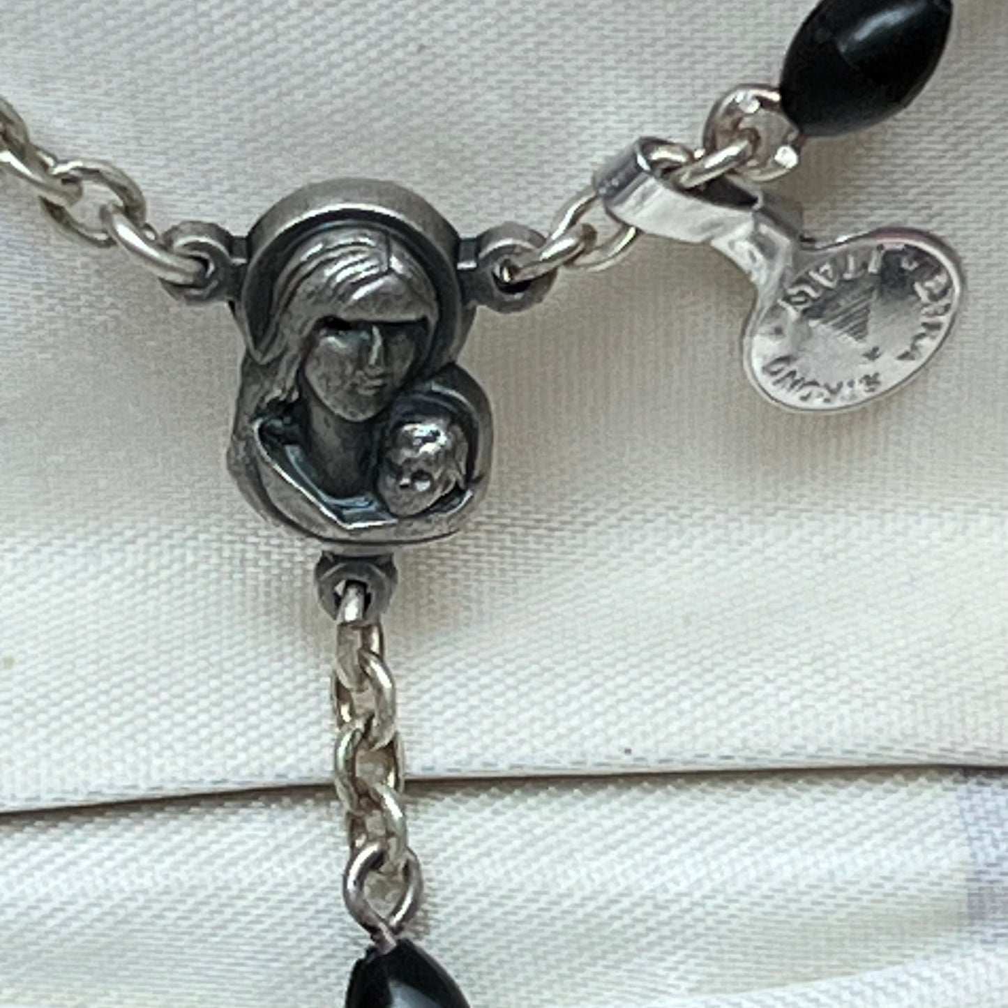 Italian Black Plastic Bead Wired Rosary