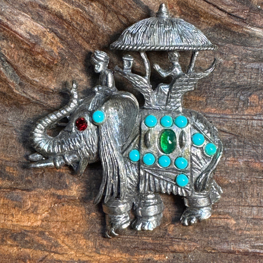 Vintage Unsigned Hattie Carnegie Elephant Brooch Pin