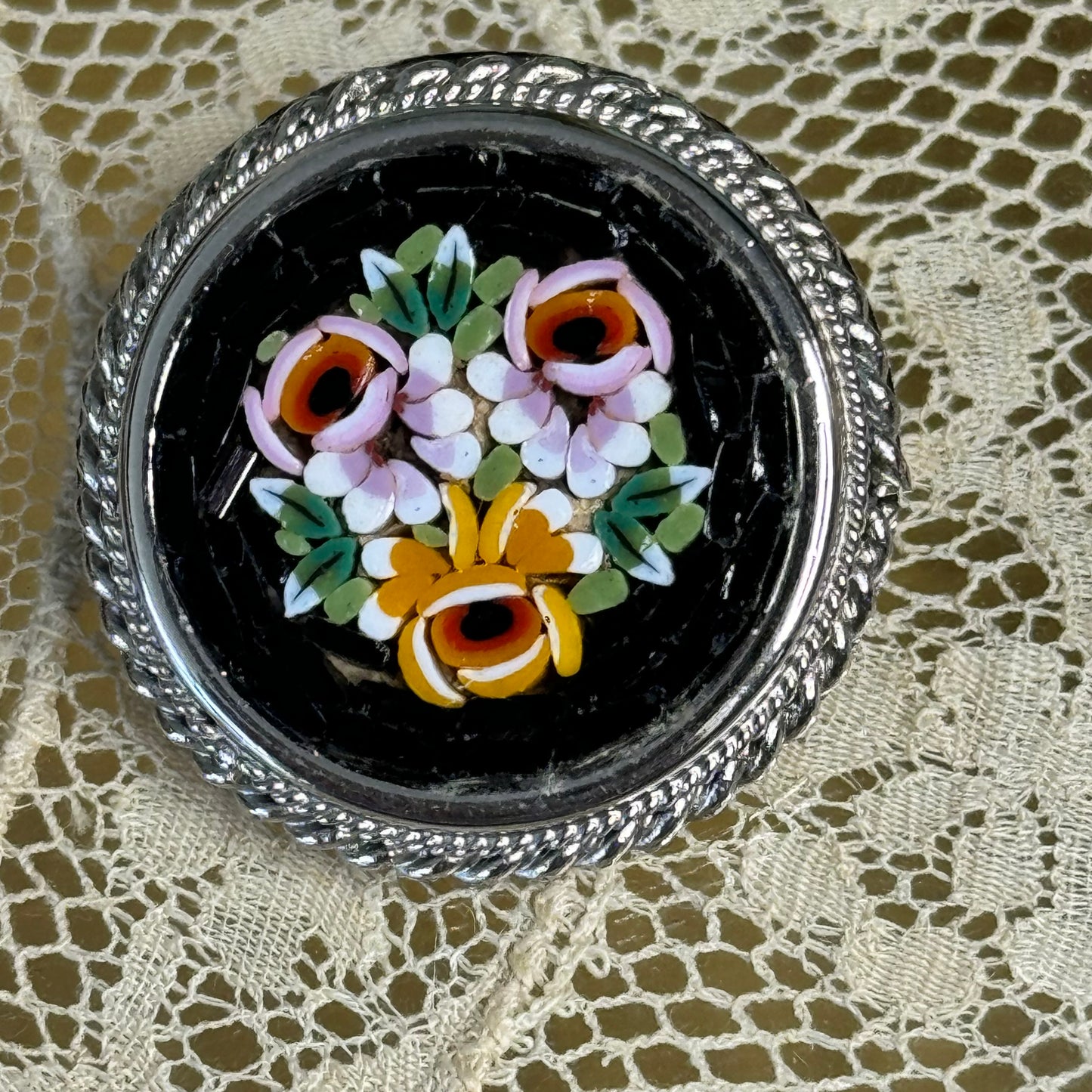 Vintage Italian Micro Mosaic Pin