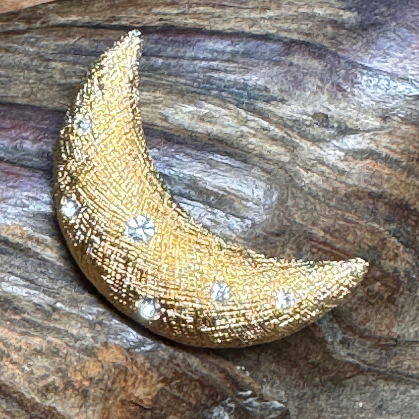 Vintage Christian Dior Crescent Moon Multi Faceted Rhinestone Pin