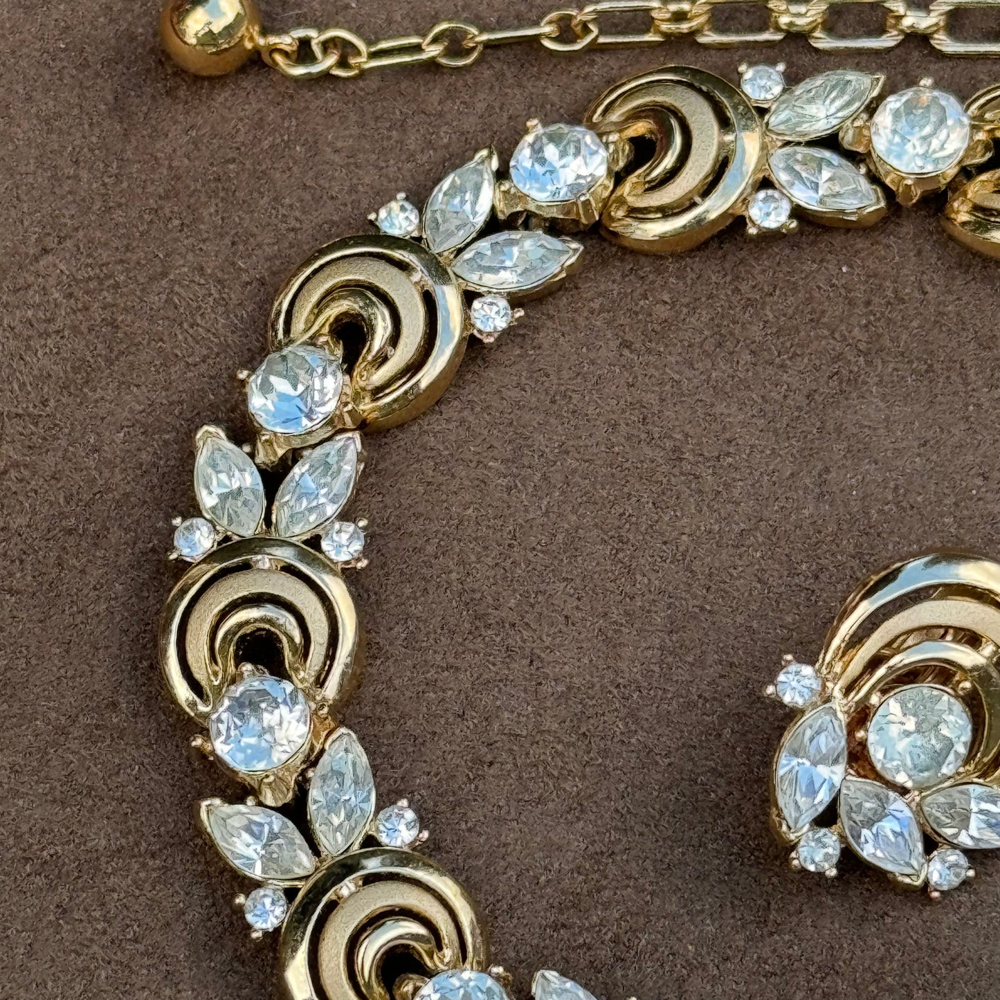 Vintage Trifari Rhinestone Necklace & Earrings Set