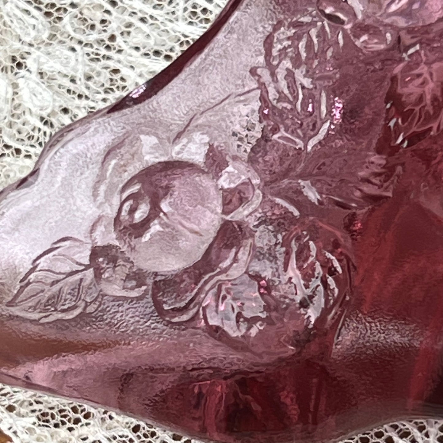 Vintage Fenton Pink Rose Victorian Style Glass Shoe