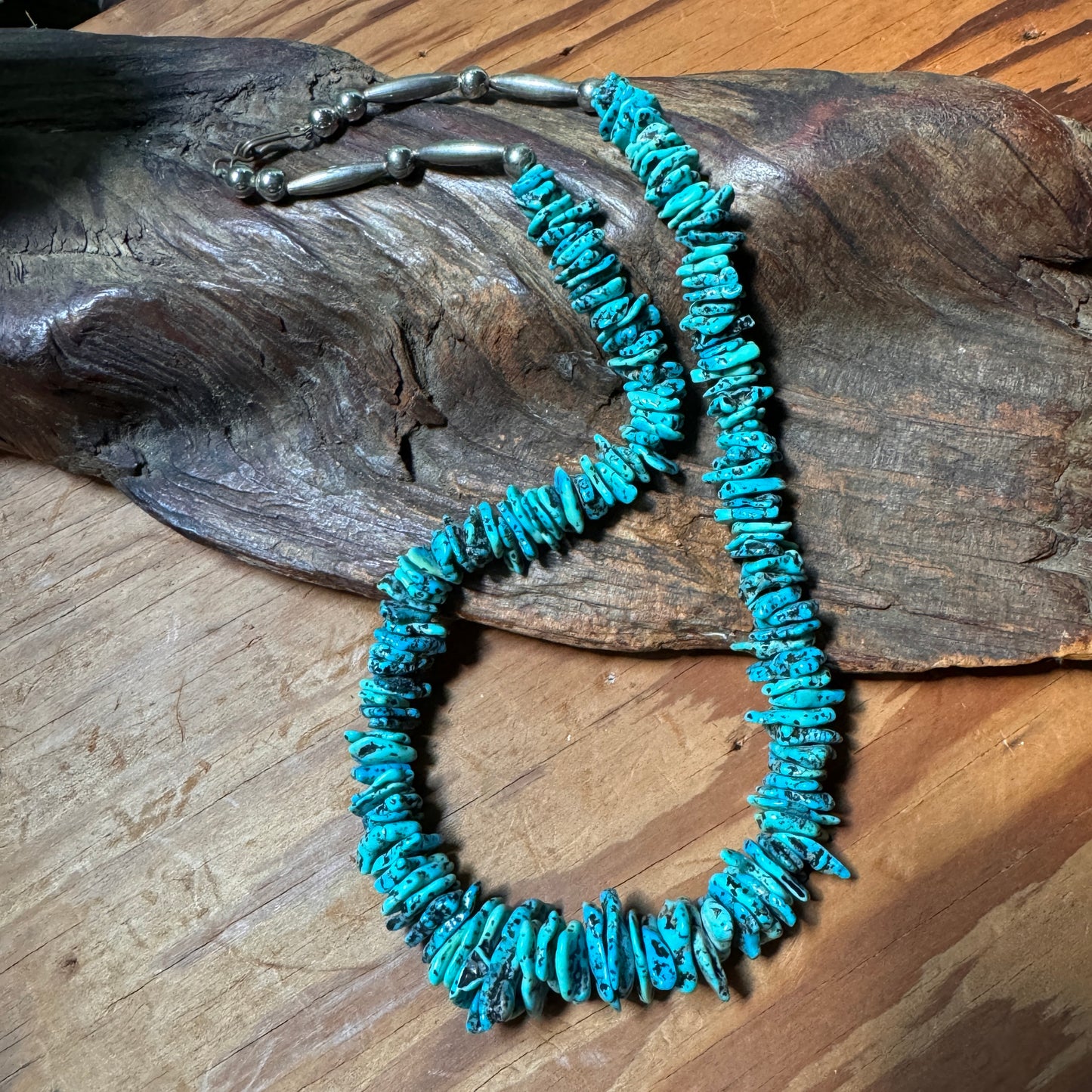 Vintage Turquoise Beaded Sterling Silver Necklace