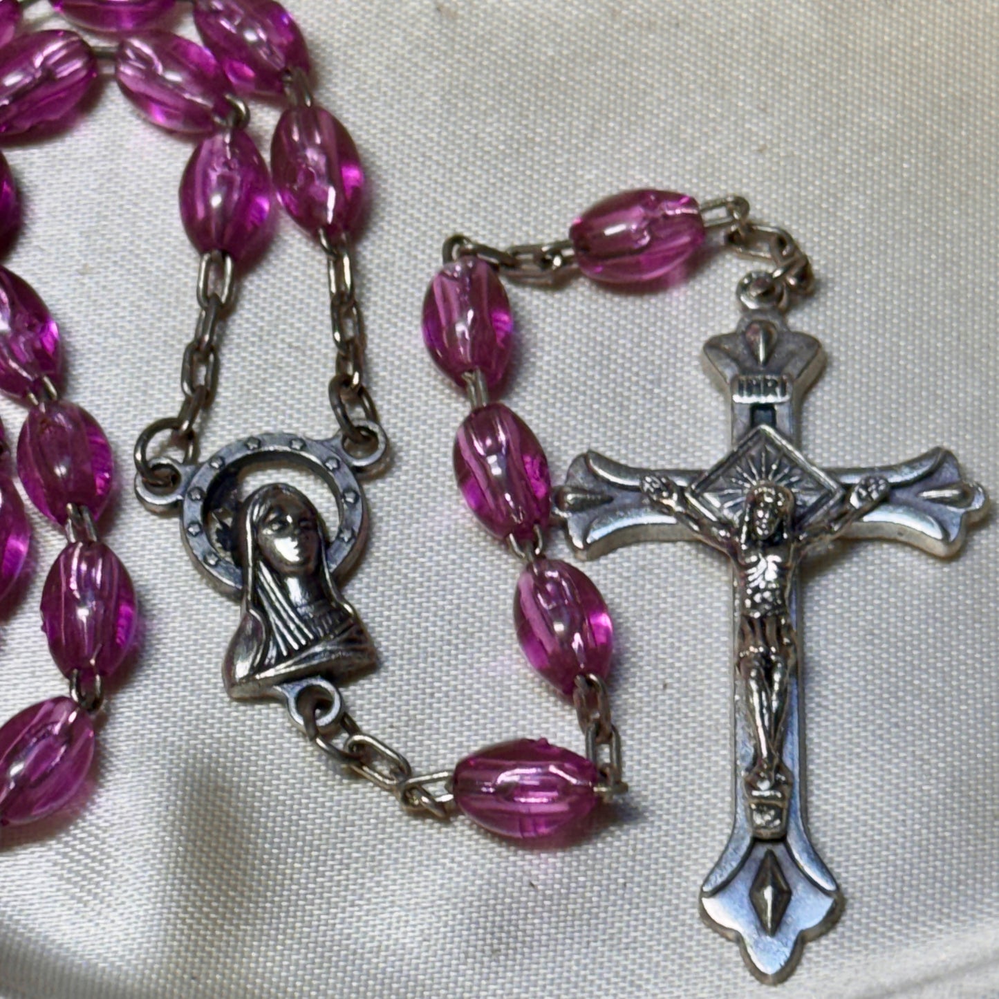 Italian Bubblegum Pink Plastic Bead Rosary