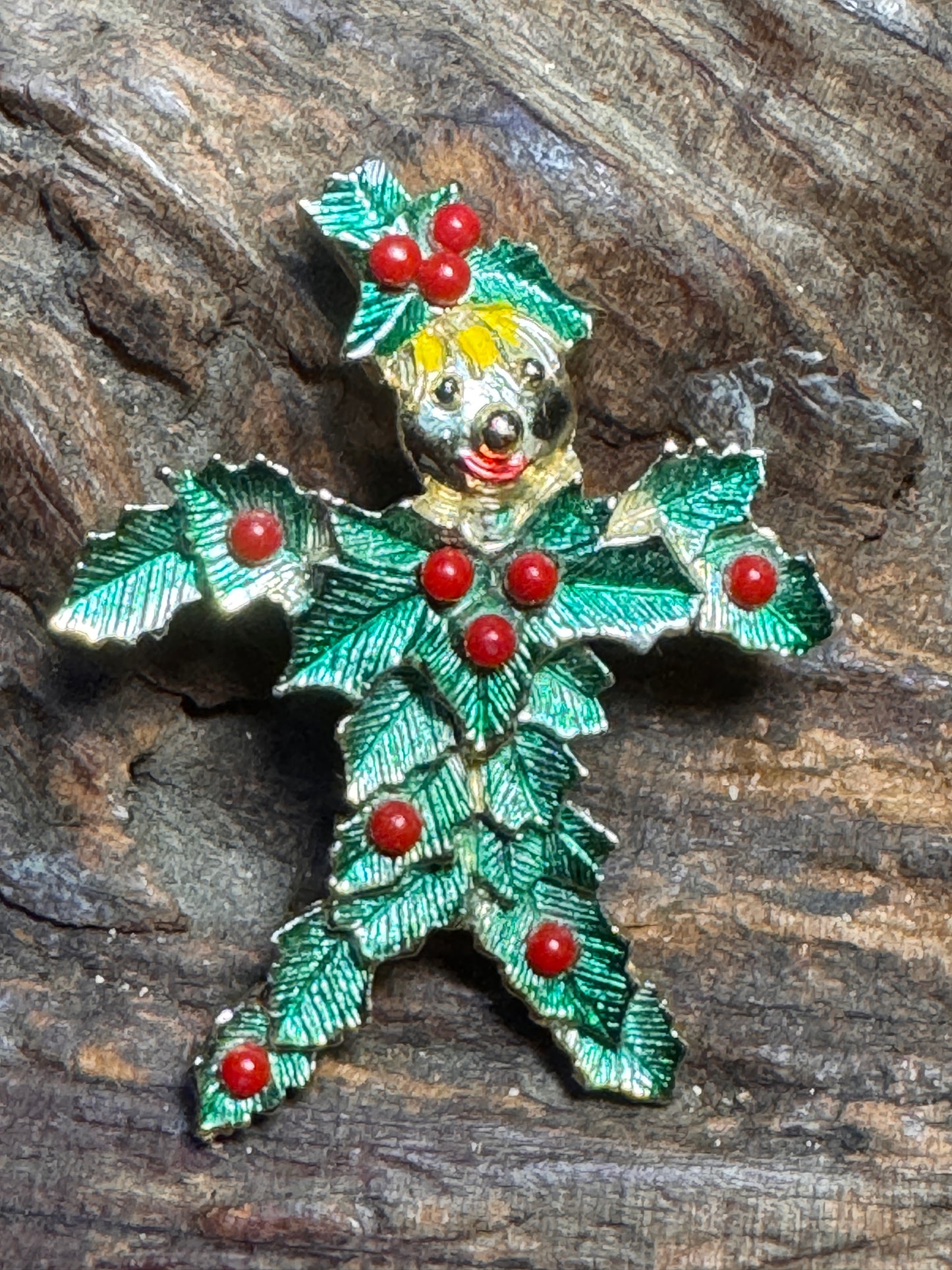 Vintage Beatrix Holly and Berries Elf Pin