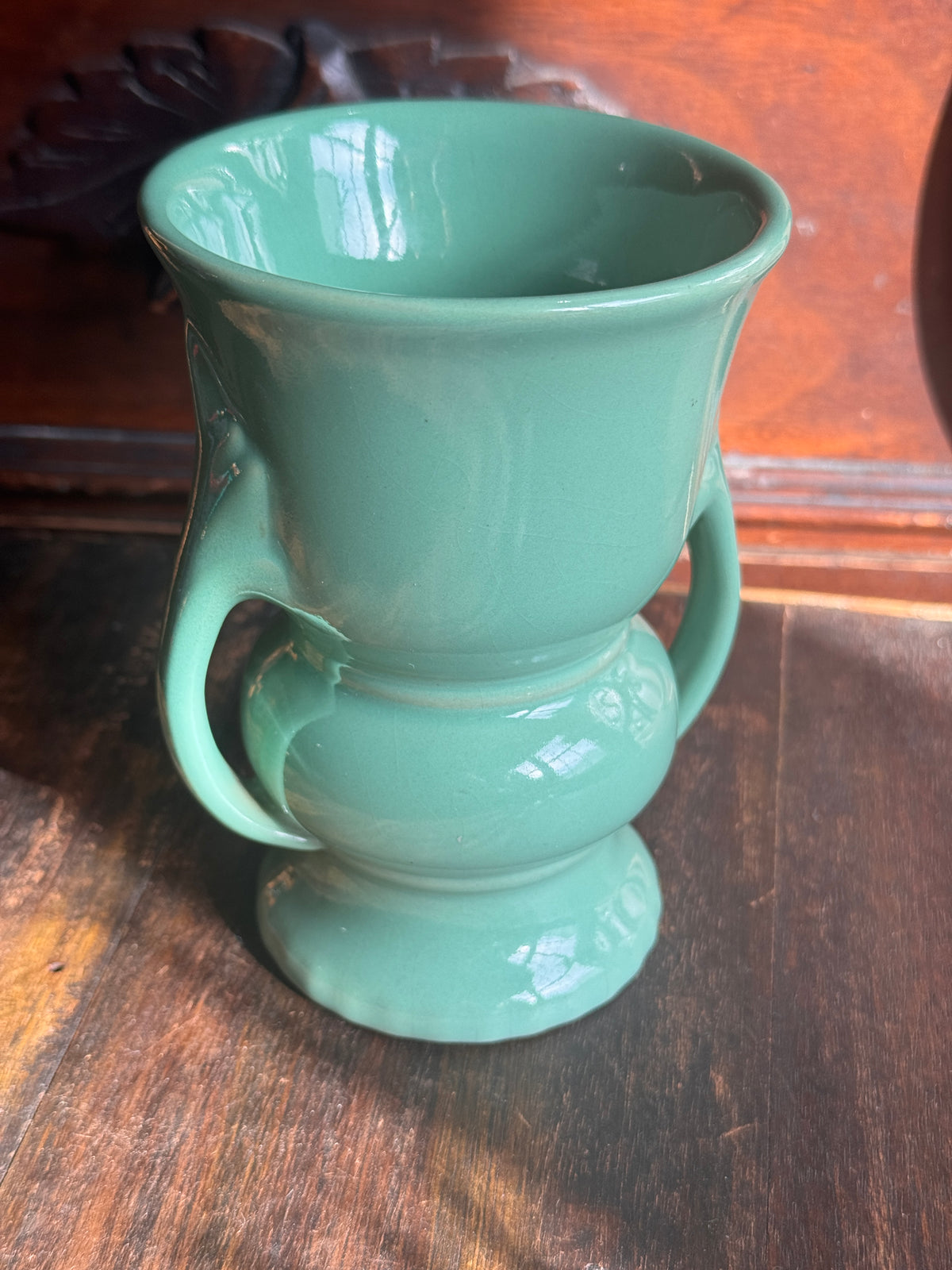 Abington Art Pottery Seafoam Green Double-Handled Vase, #120