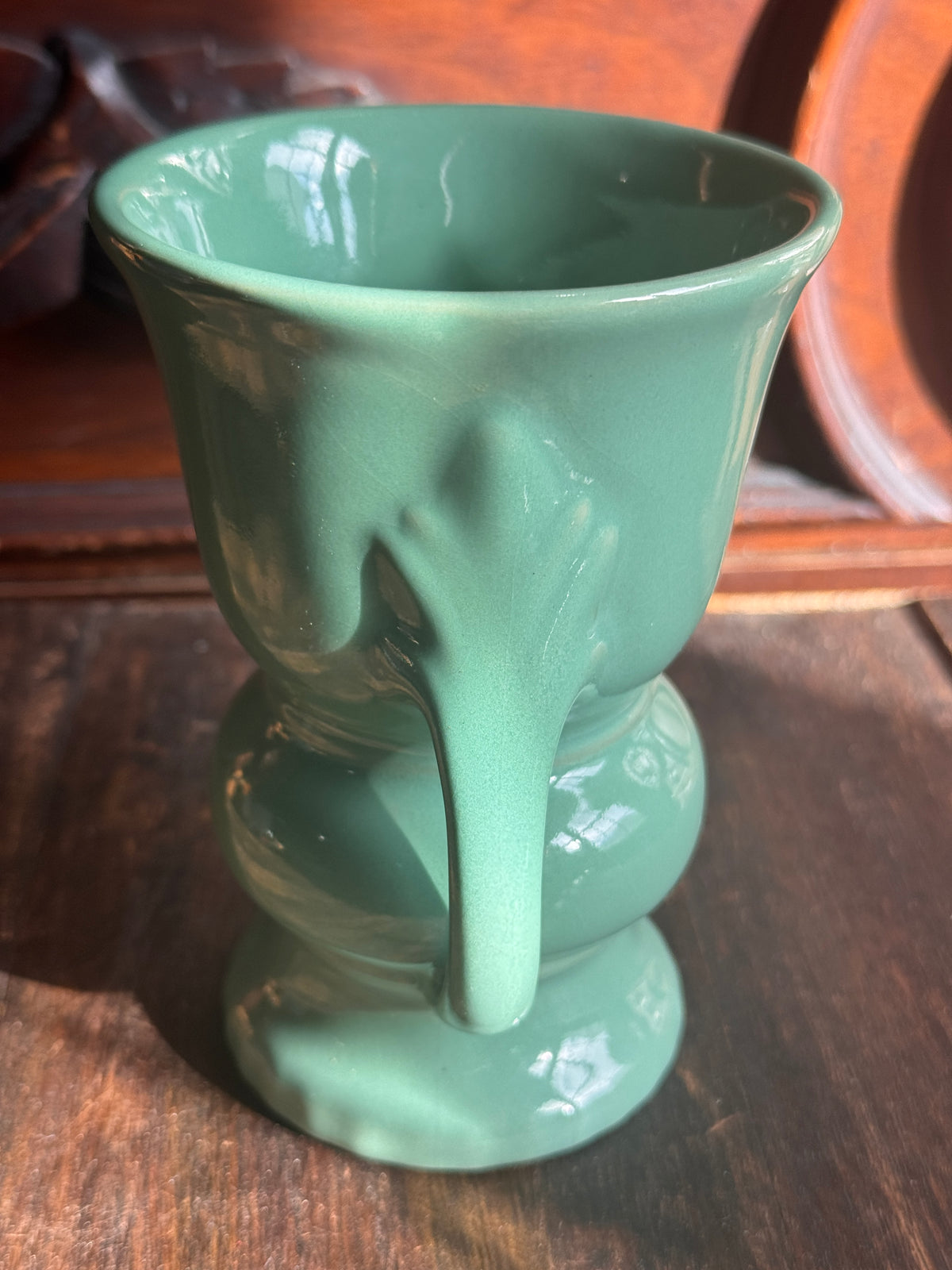 Abington Art Pottery Seafoam Green Double-Handled Vase, #120