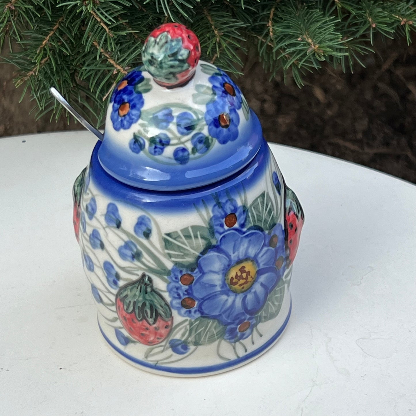 Polish Pottery Covered Jam Jar by Andy Unikat