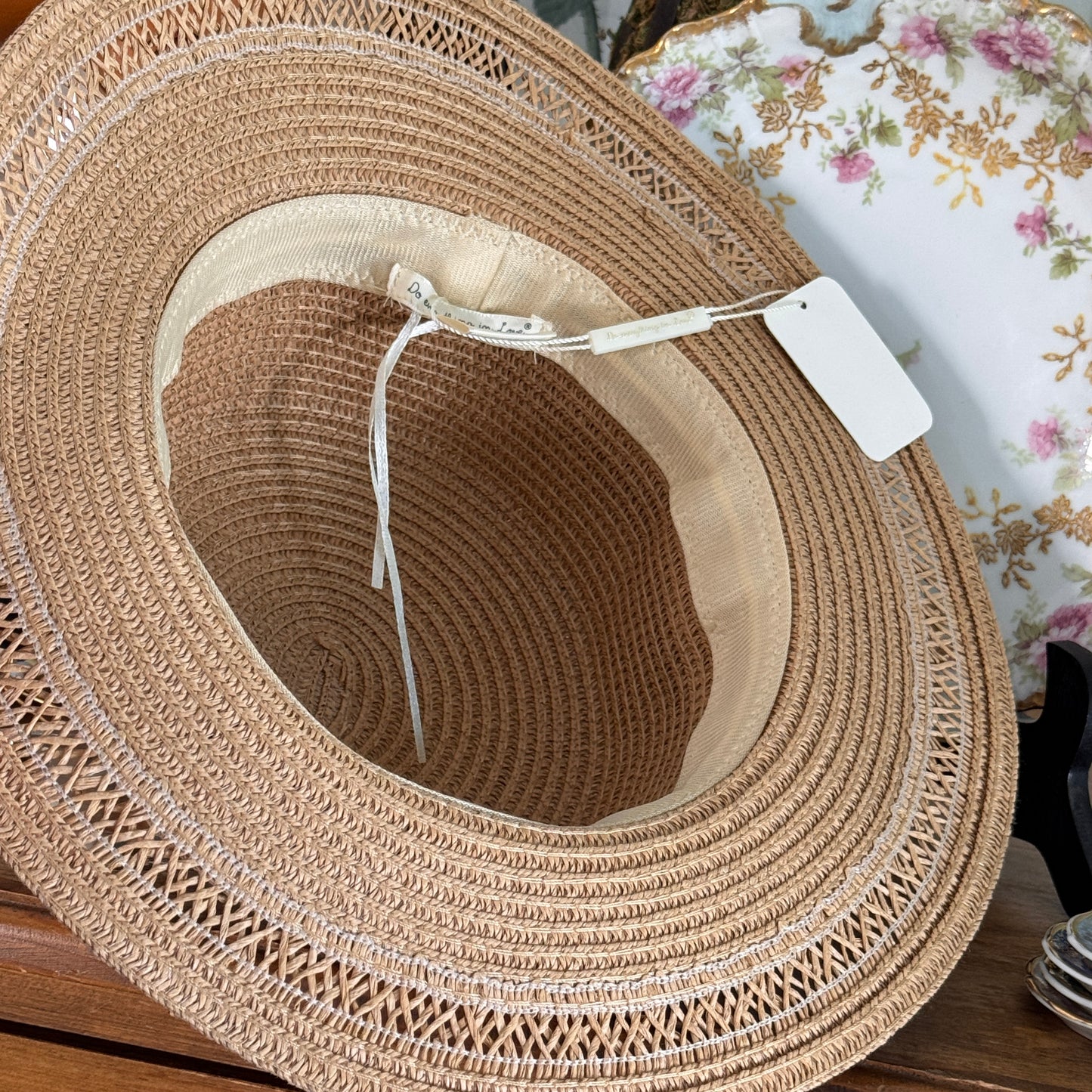 Do Everything in Love Summer Braided Ribbon Paper Hat