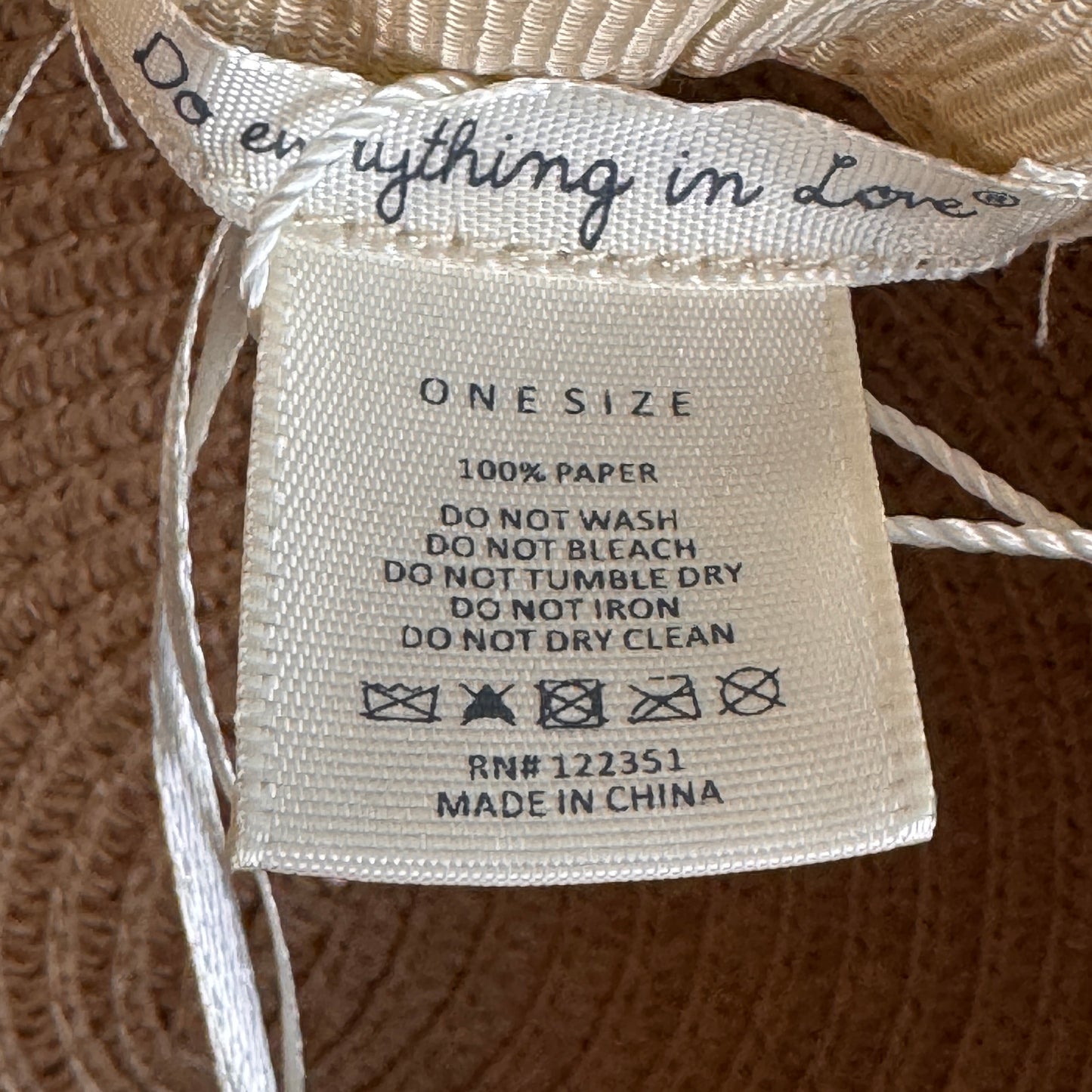 Do Everything in Love Summer Braided Ribbon Paper Hat