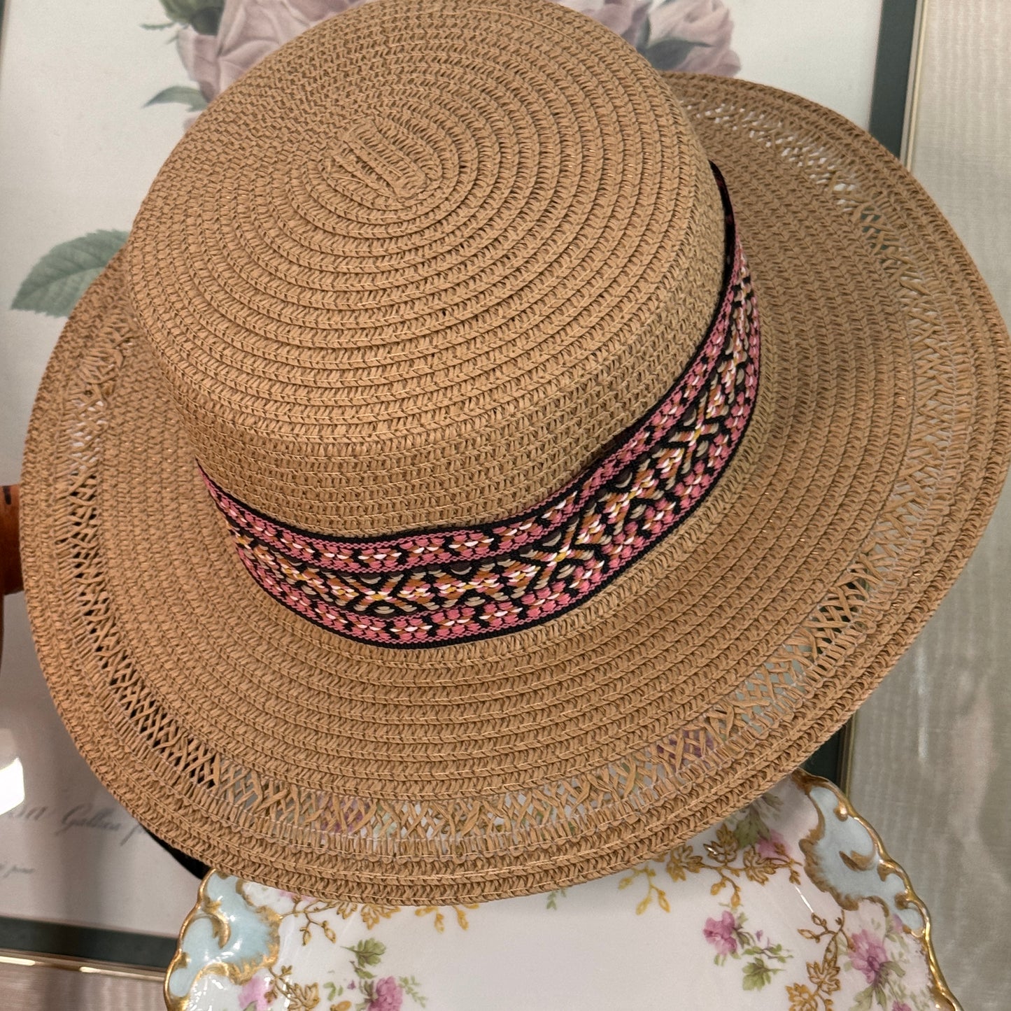 Do Everything in Love Summer Braided Ribbon Paper Hat