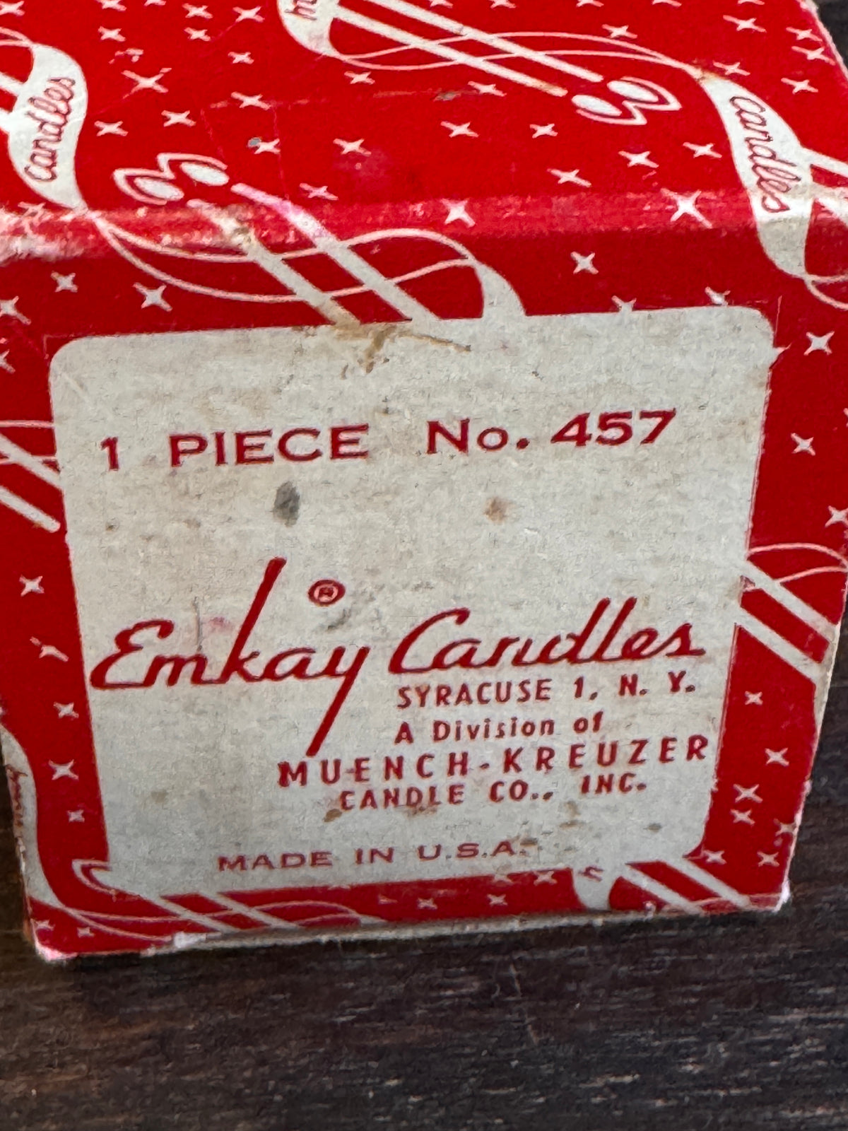 Vintage Emkay Mid-Century Black Cat Candle #457 with Original Box