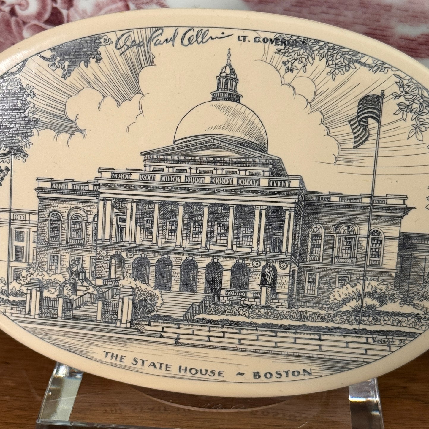 Lt. Gov. Argeo Paul Celluci The State House Boston Faux Scrimshaw Resin Trivet