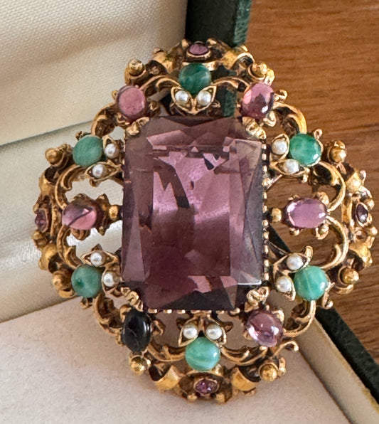 Florenza Amethyst Rhinestone Brooch