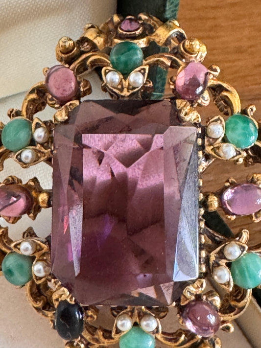 Florenza Amethyst Rhinestone Brooch