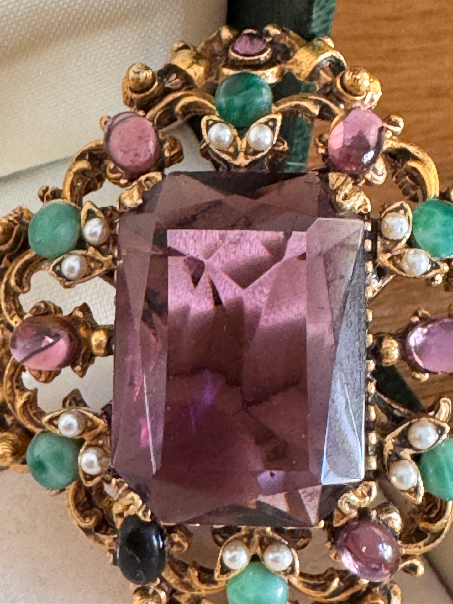 Florenza Amethyst Rhinestone Brooch