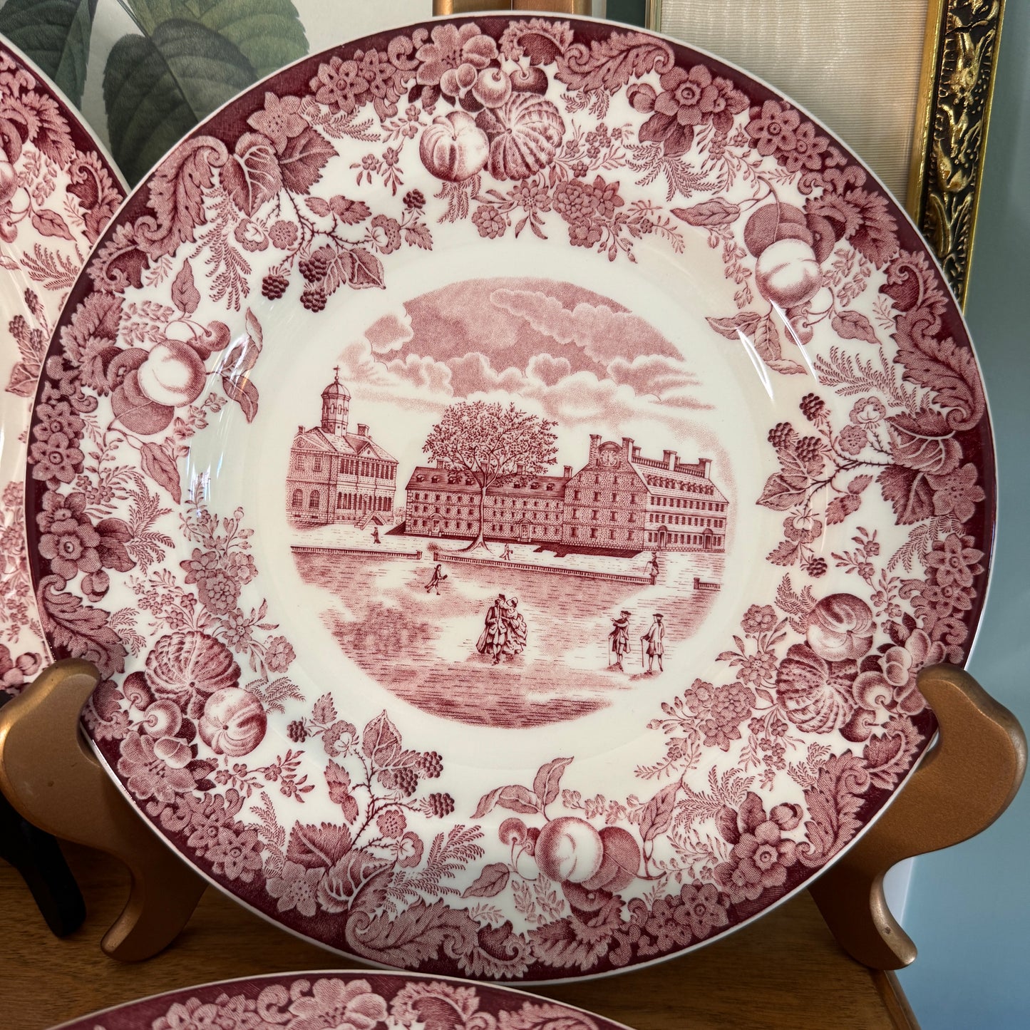 8 Vintage Wedgwood Harvard University Pink Dinner Plates