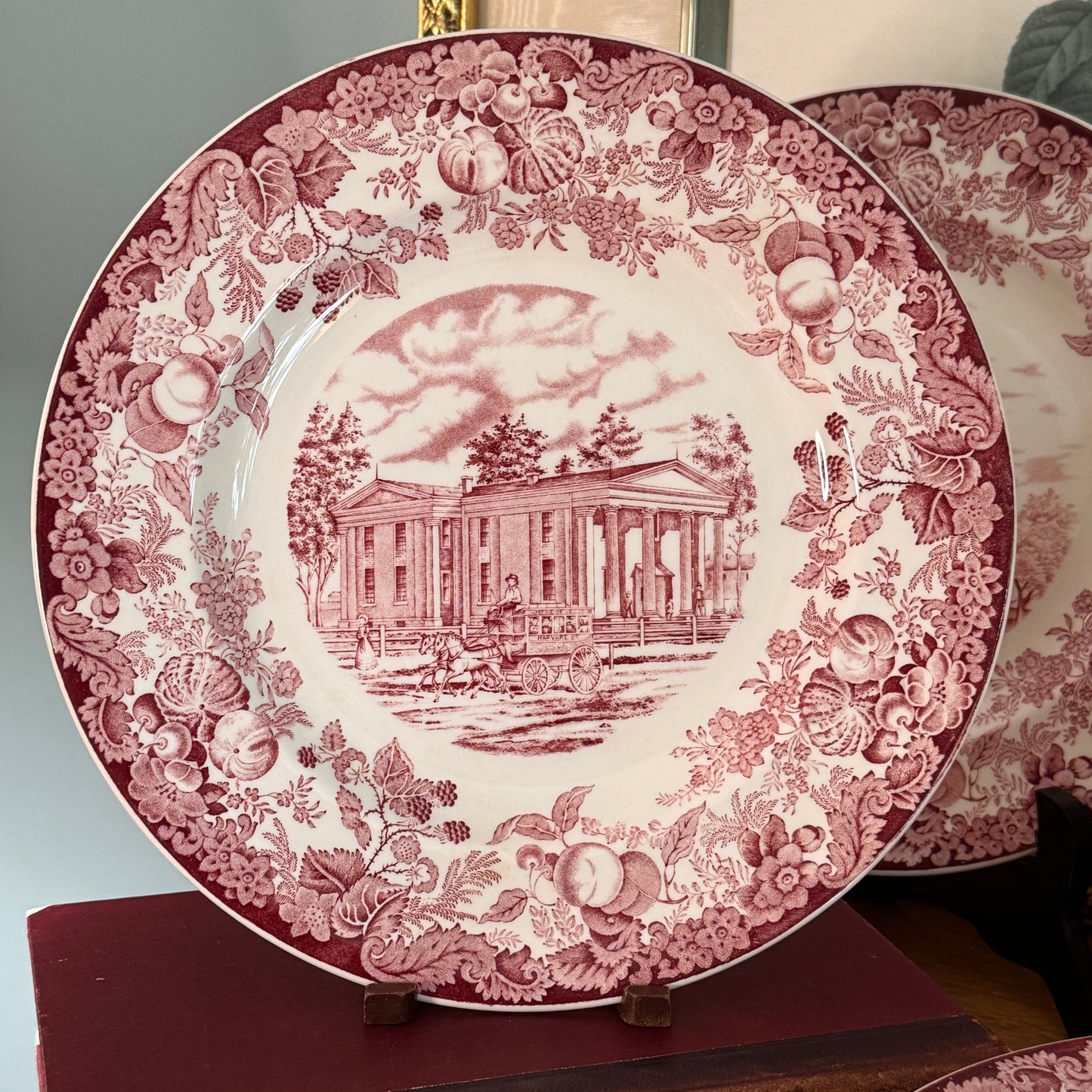 8 Vintage Wedgwood Harvard University Pink Dinner Plates
