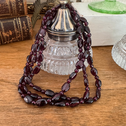 Vintage Bohemian Garnet Semi Precious Gemstone Beaded Necklace