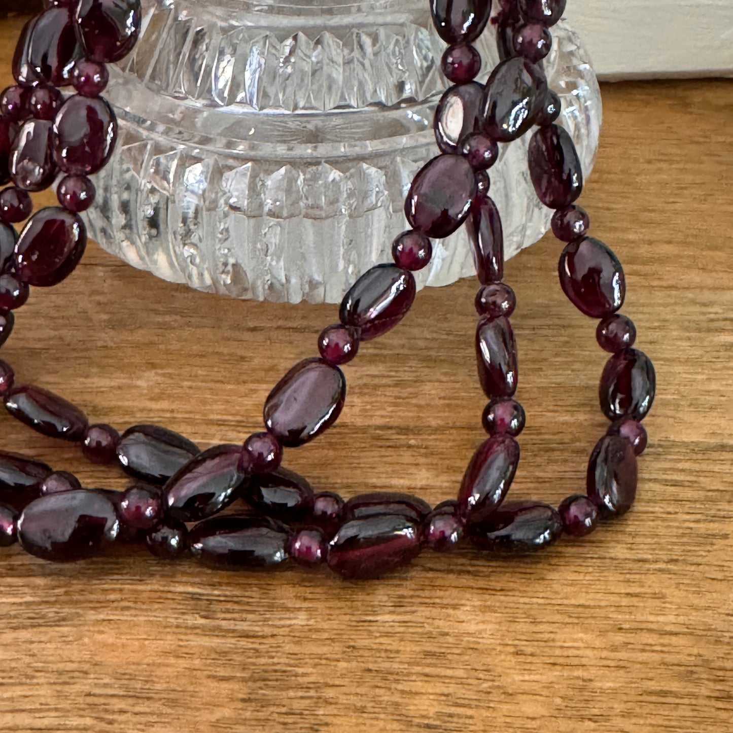 Vintage Bohemian Garnet Semi Precious Gemstone Beaded Necklace