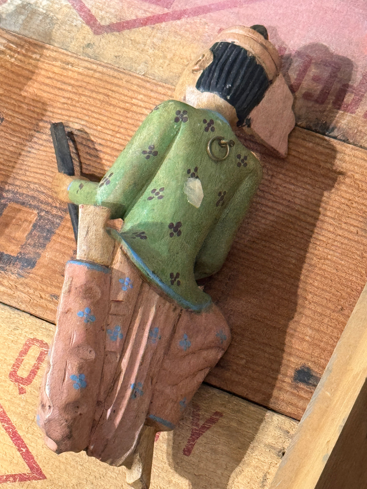 Hand-Painted Wooden Temple Musician Wall Hangings, Set of 2