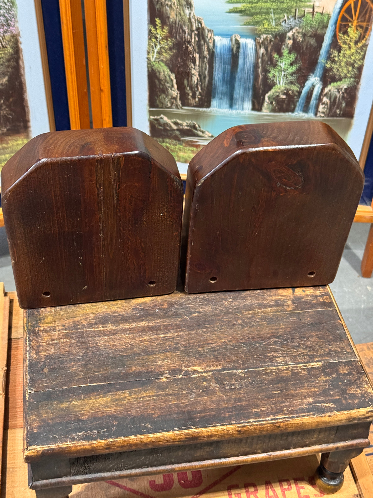 Vintage C.A. Kirk Signed Handmade Solid Wood Bookends
