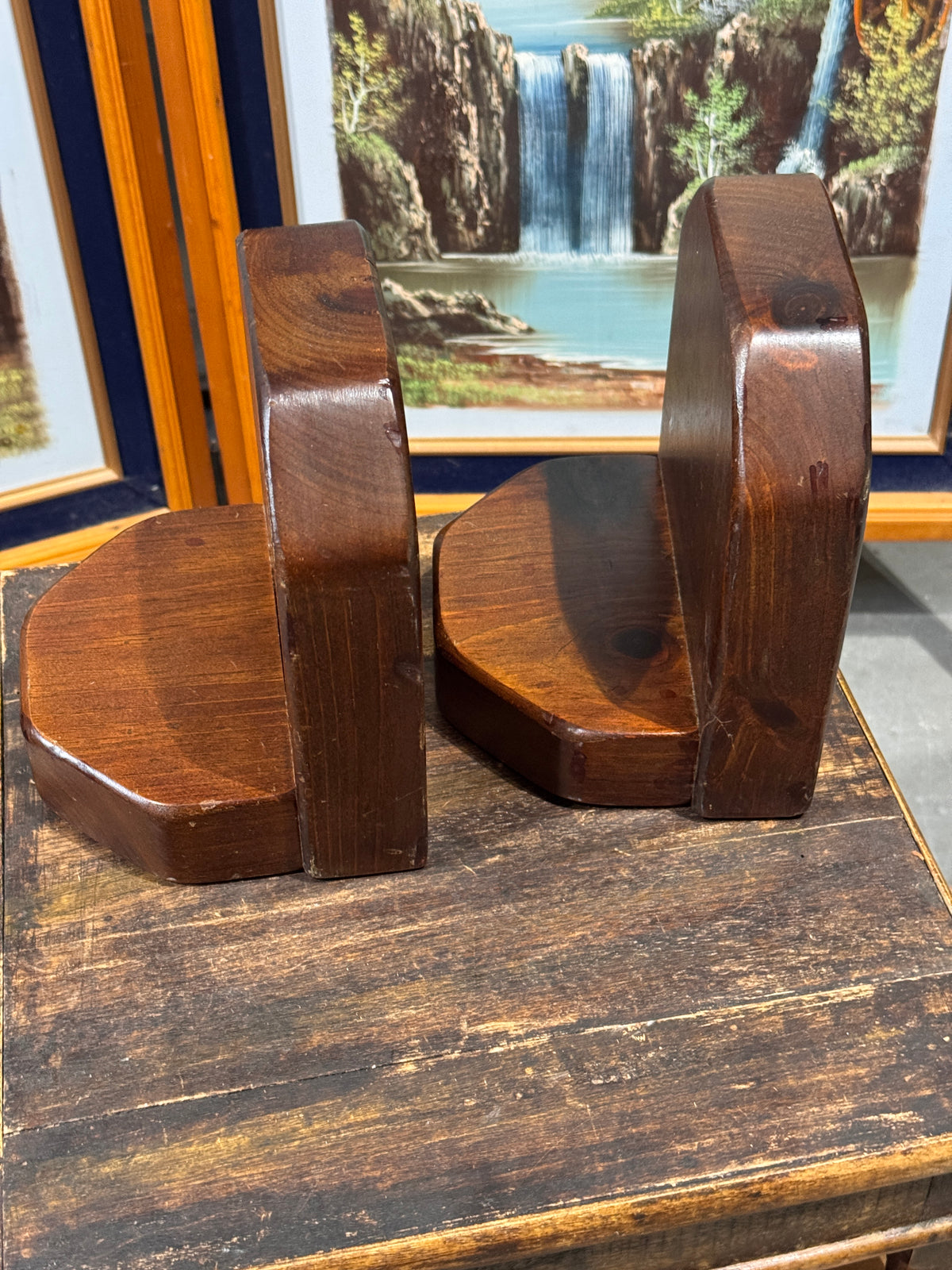 Vintage C.A. Kirk Signed Handmade Solid Wood Bookends