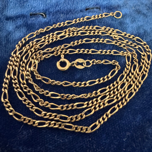 Vintage 14K Yellow Gold 24" Figaro Chain Necklace