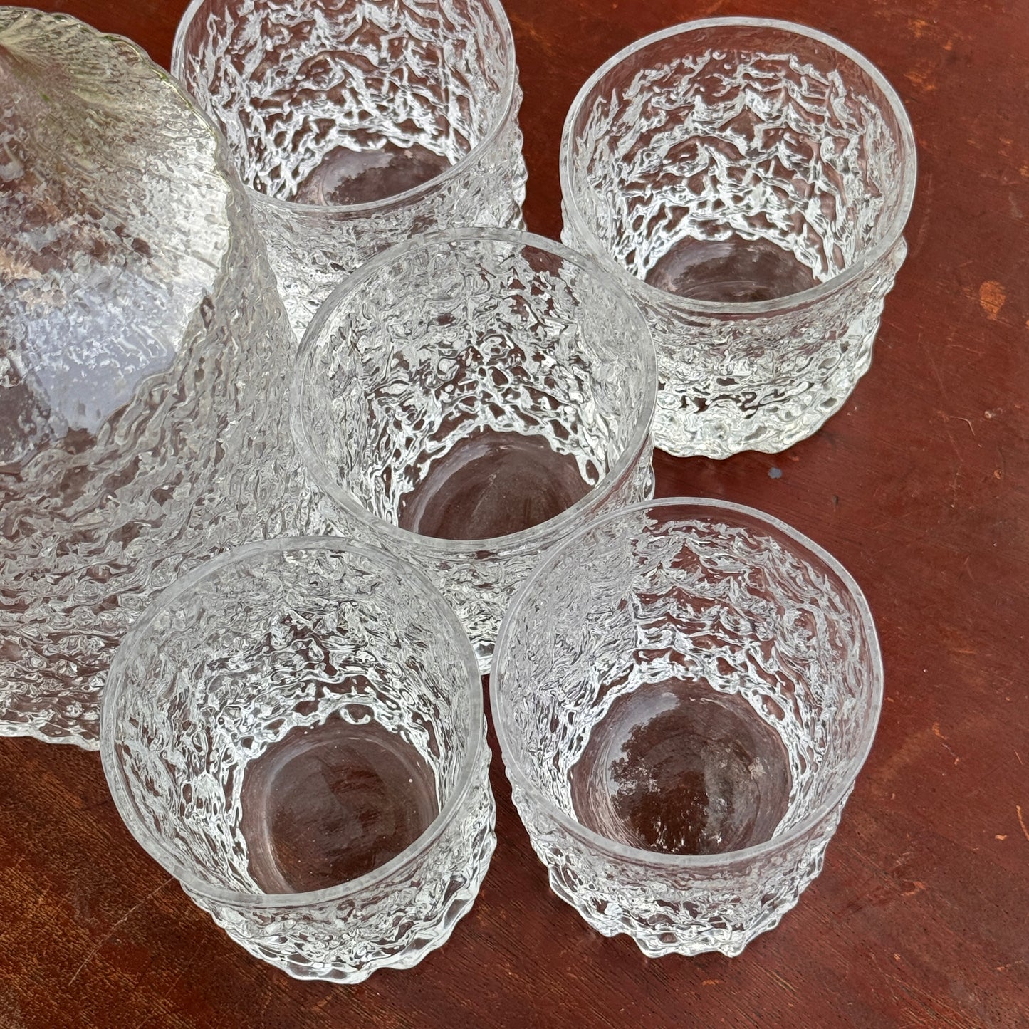 5 Vintage Whitefriars Glacier Whisky Tumblers and Decanter Geoffrey BaxterVintage