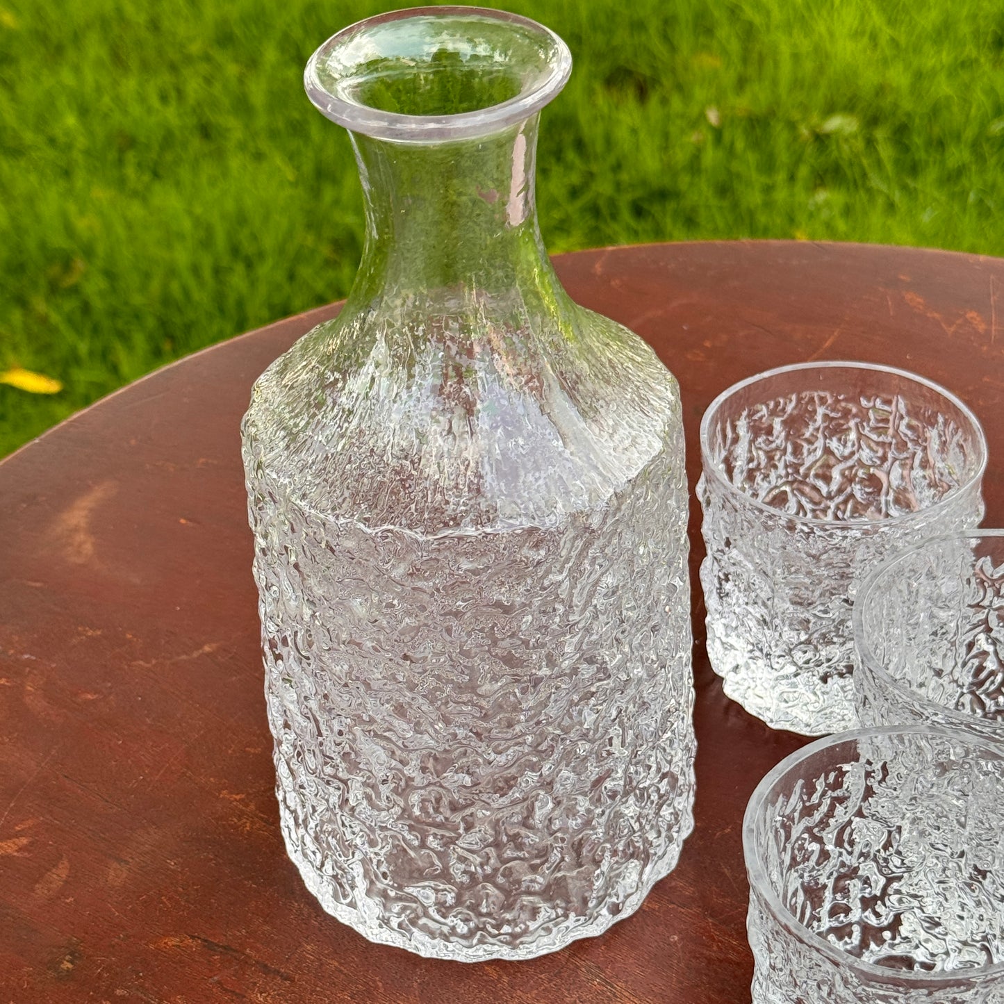 5 Vintage Whitefriars Glacier Whisky Tumblers and Decanter Geoffrey BaxterVintage