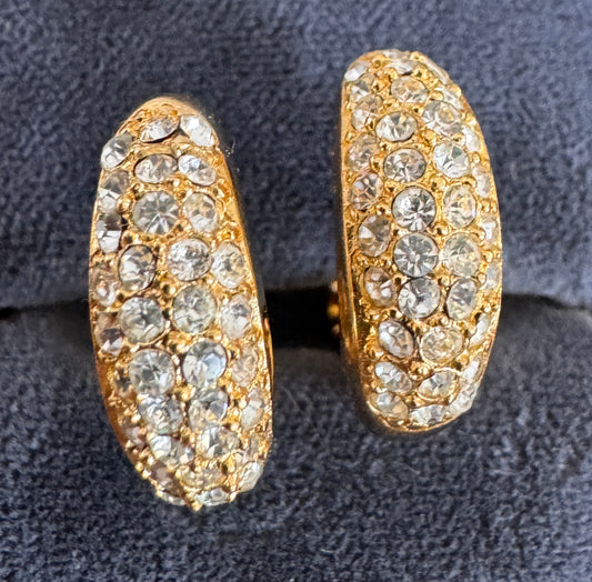 Vintage Christian Dior Clear Multi Faceted Rhinestone Earrings