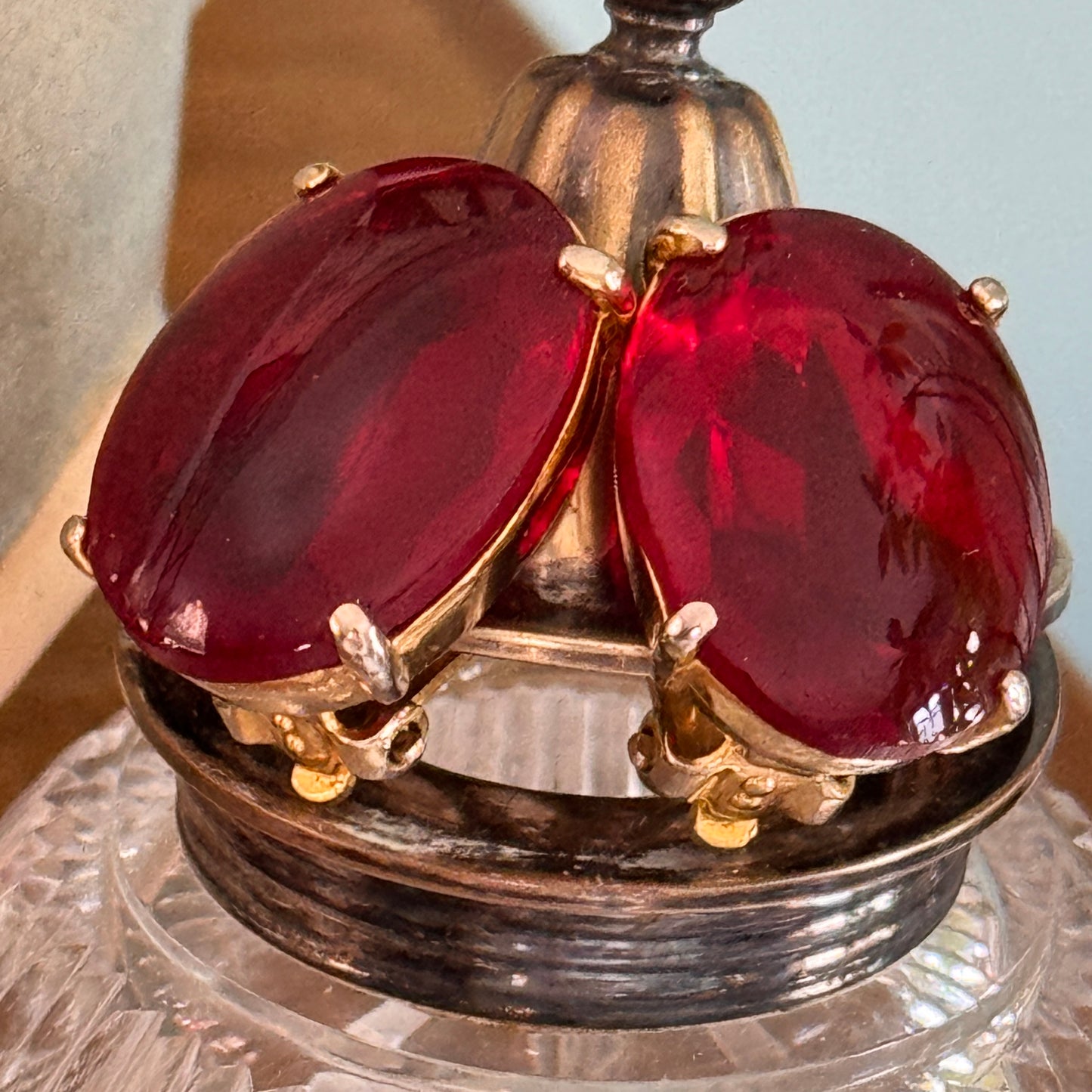Vintage Elsa Schiaparelli Ruby Red Glass Earrings