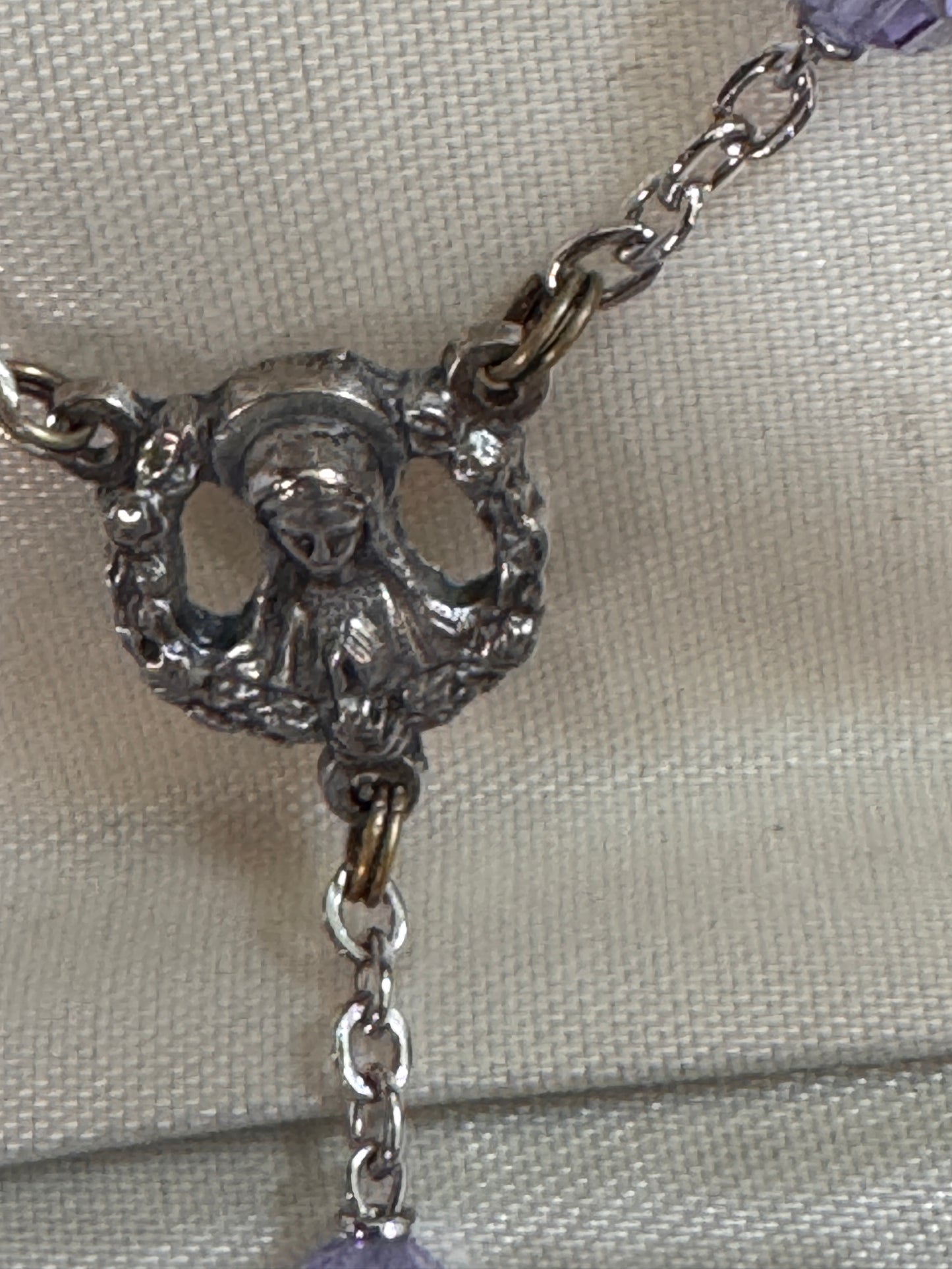 Vintage Italian Periwinkle Blue Glass Bead Rosary