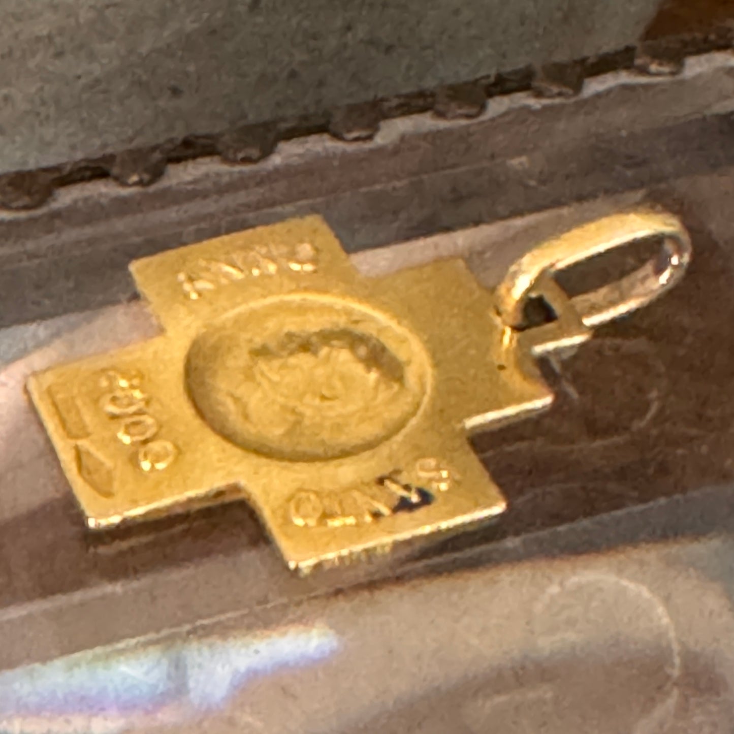 Vintage 18K Yellow Gold Sancto Anno 2000 Christogram Cross Pendant