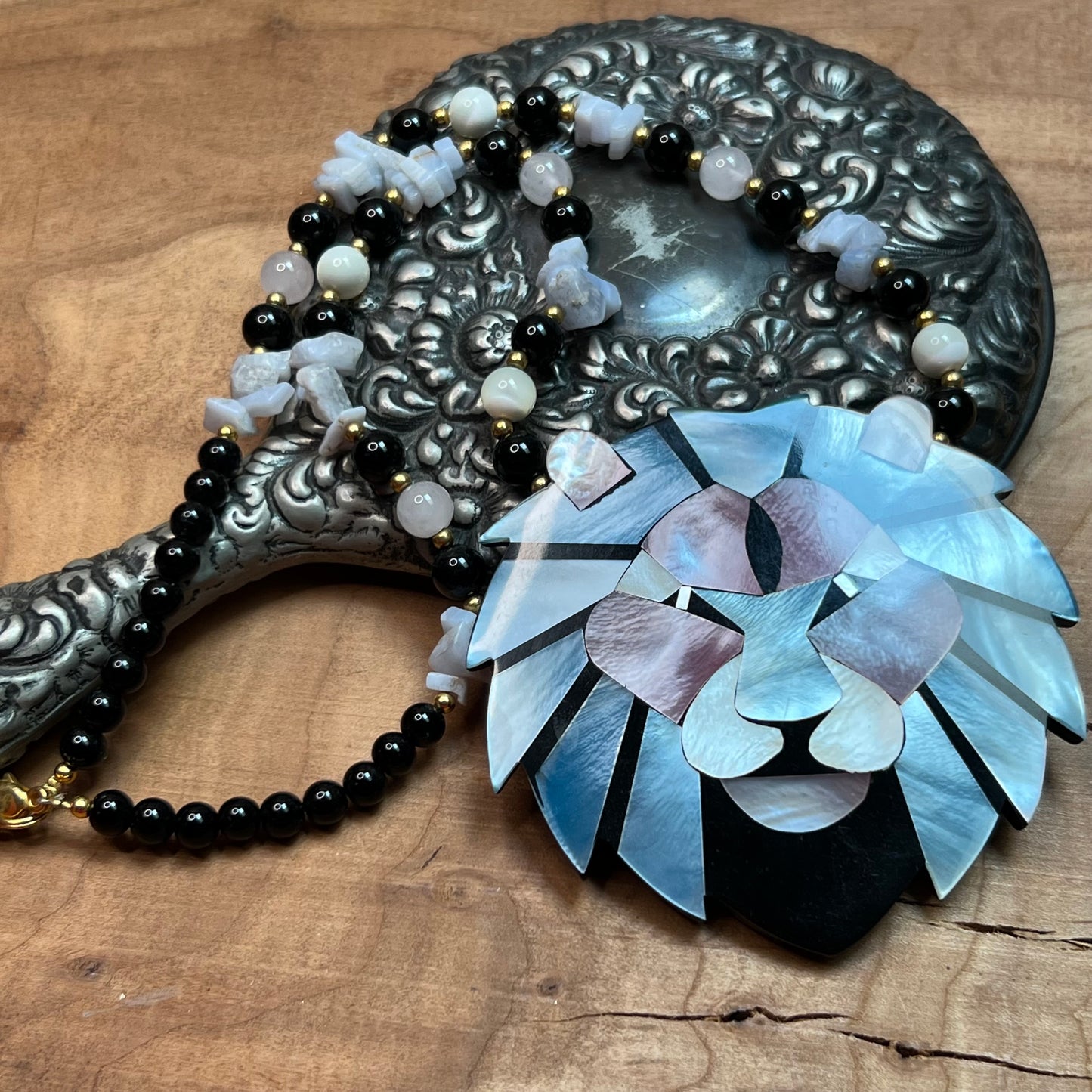 Lee Sands Semi-Precious Gemstone Lion Necklace