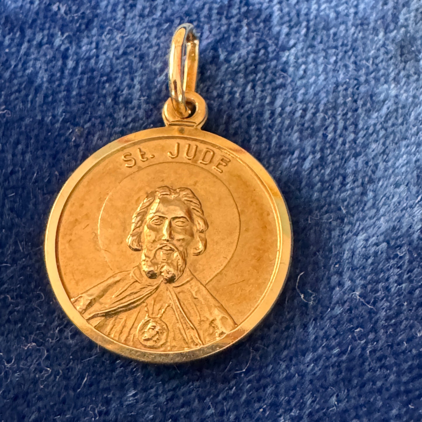 Vintage 14K Yellow Gold Italian St. Jude Pendant