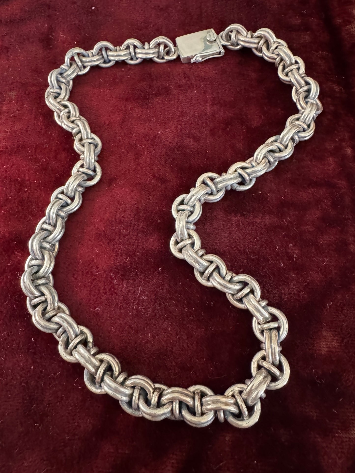 David Godinez Modernist Mexican Sterling Silver Necklace — 18" Handcrafted Chain