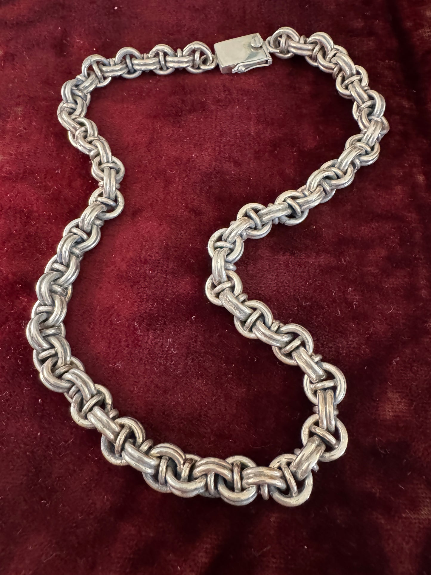 David Godinez Modernist Mexican Sterling Silver Necklace — 18" Handcrafted Chain