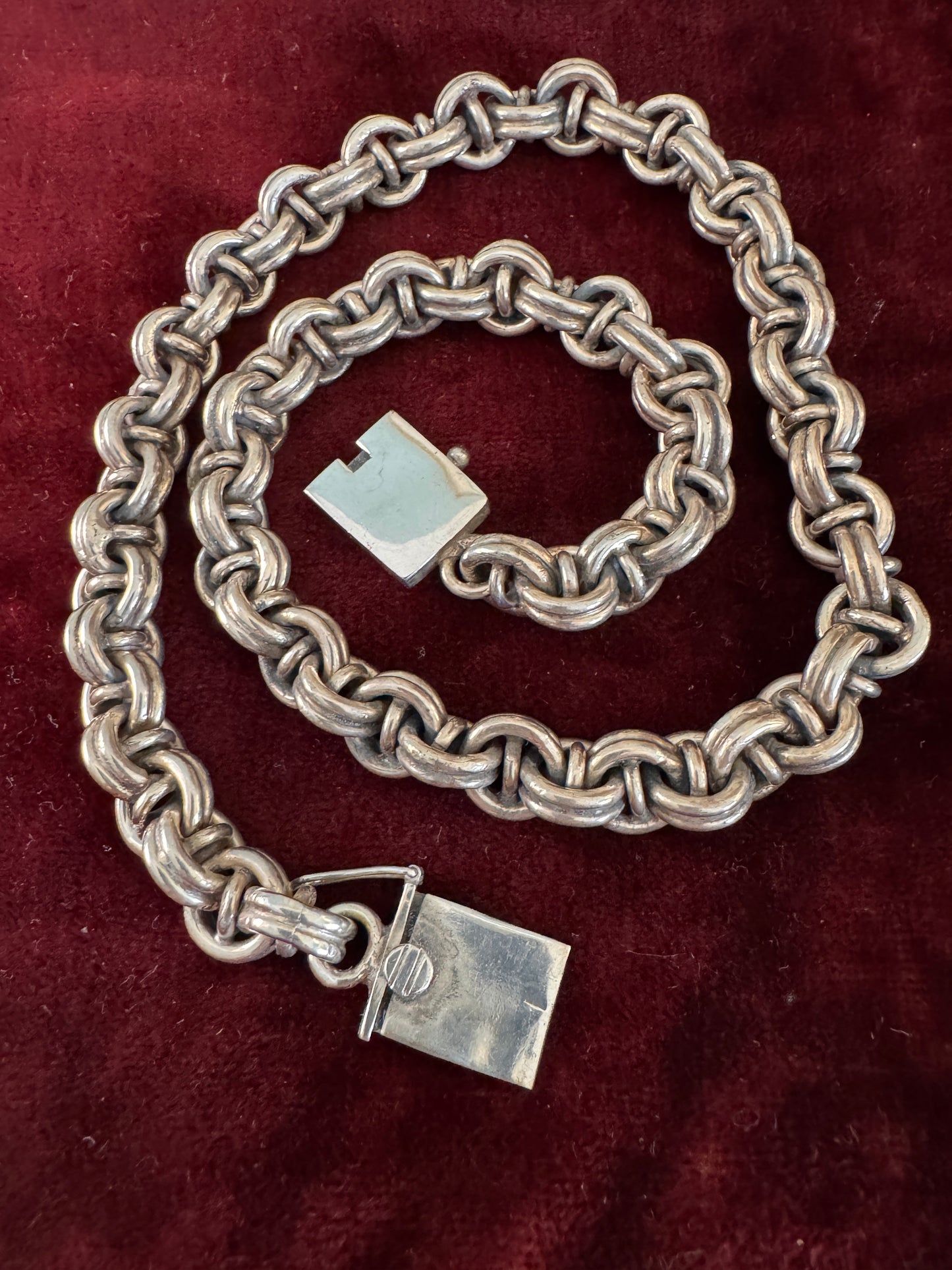 David Godinez Modernist Mexican Sterling Silver Necklace — 18" Handcrafted Chain