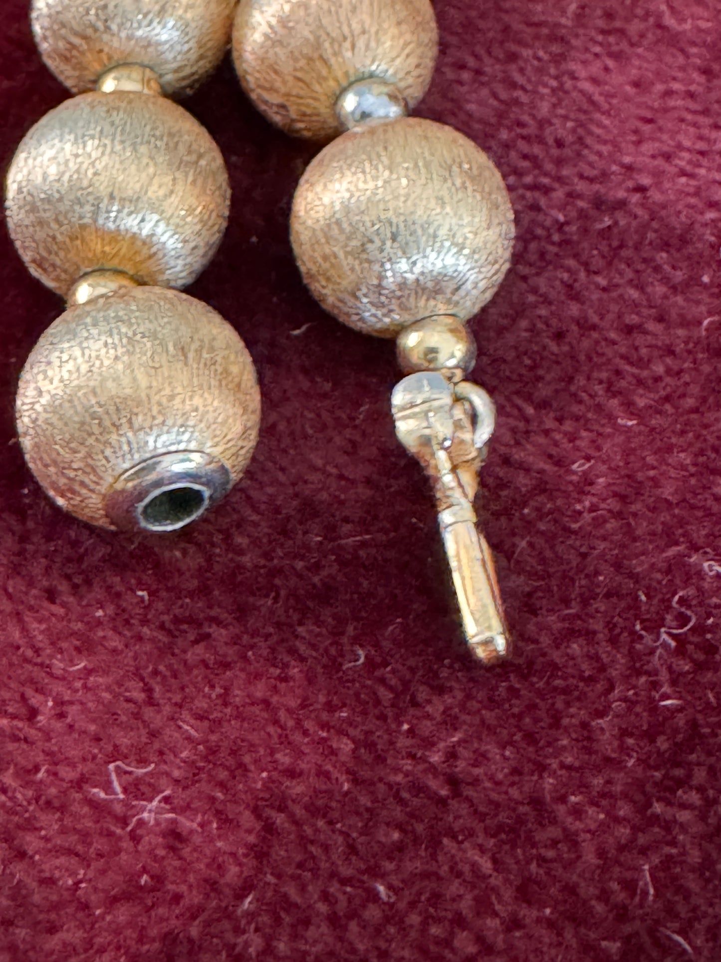 Vintage Napier Gold Plated Fluted Bead Necklace — Signed Clasp, circa 1950s–60s