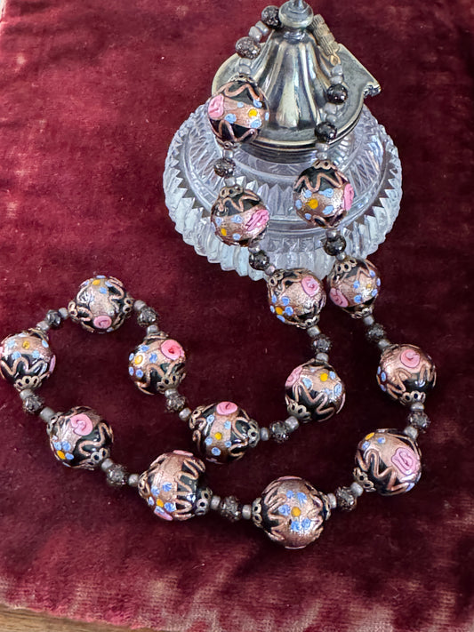 Vintage Italian Venetian Wedding Cake Bead Necklace