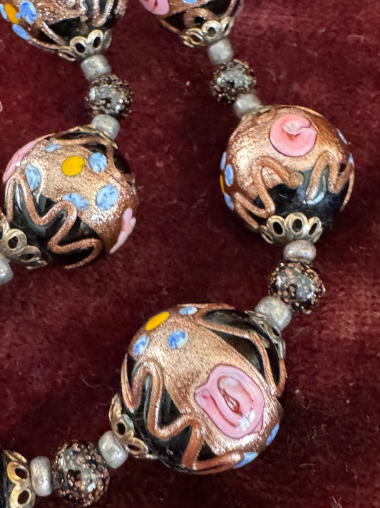 Vintage Italian Venetian Wedding Cake Bead Necklace