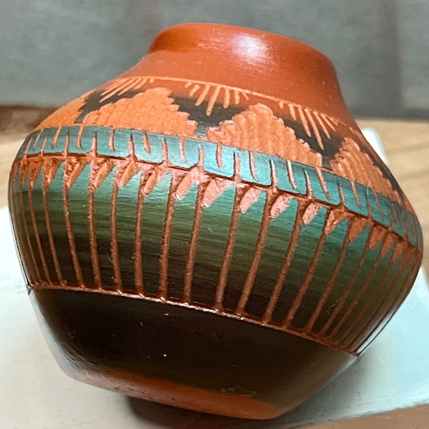 Handmade Navajo Native American Clay Pottery Vase Artist CYB