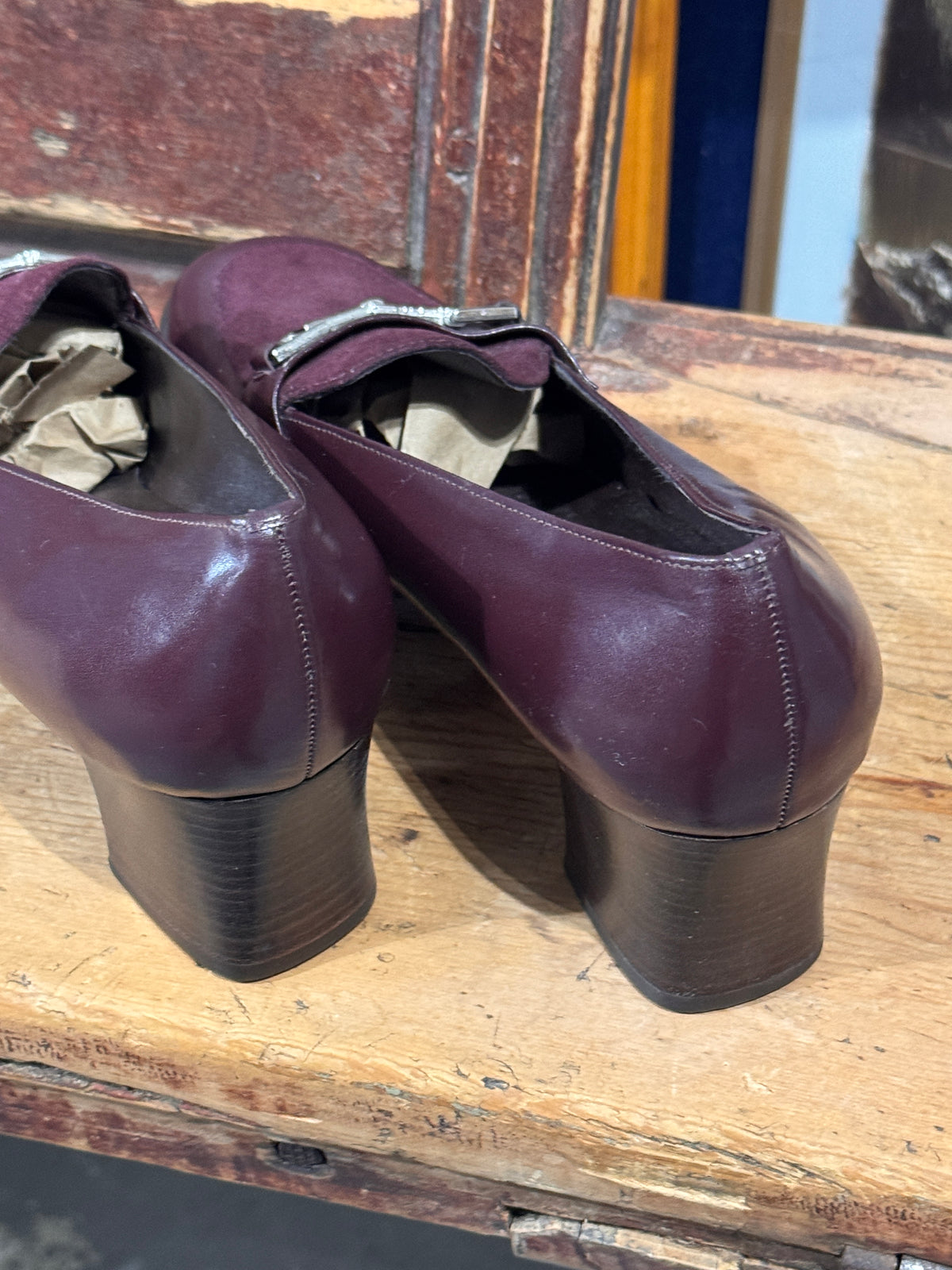 Vintage Etienne Aigner Burgundy Leather & Suede Horsebit Loafers, Women's 8.5M