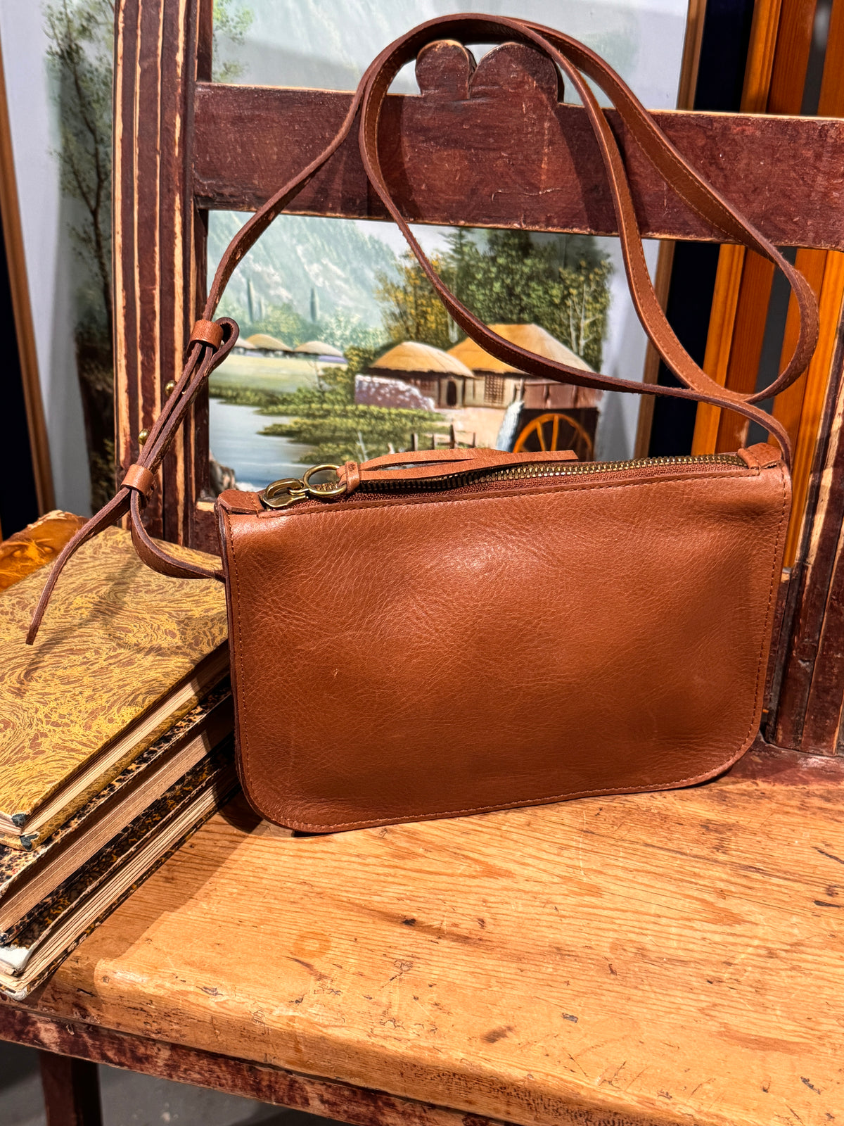 Madewell Simple Crossbody Bag in Brown Pebbled Leather
