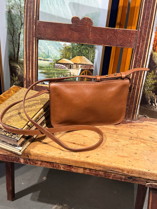 Madewell Simple Crossbody Bag in Brown Pebbled Leather