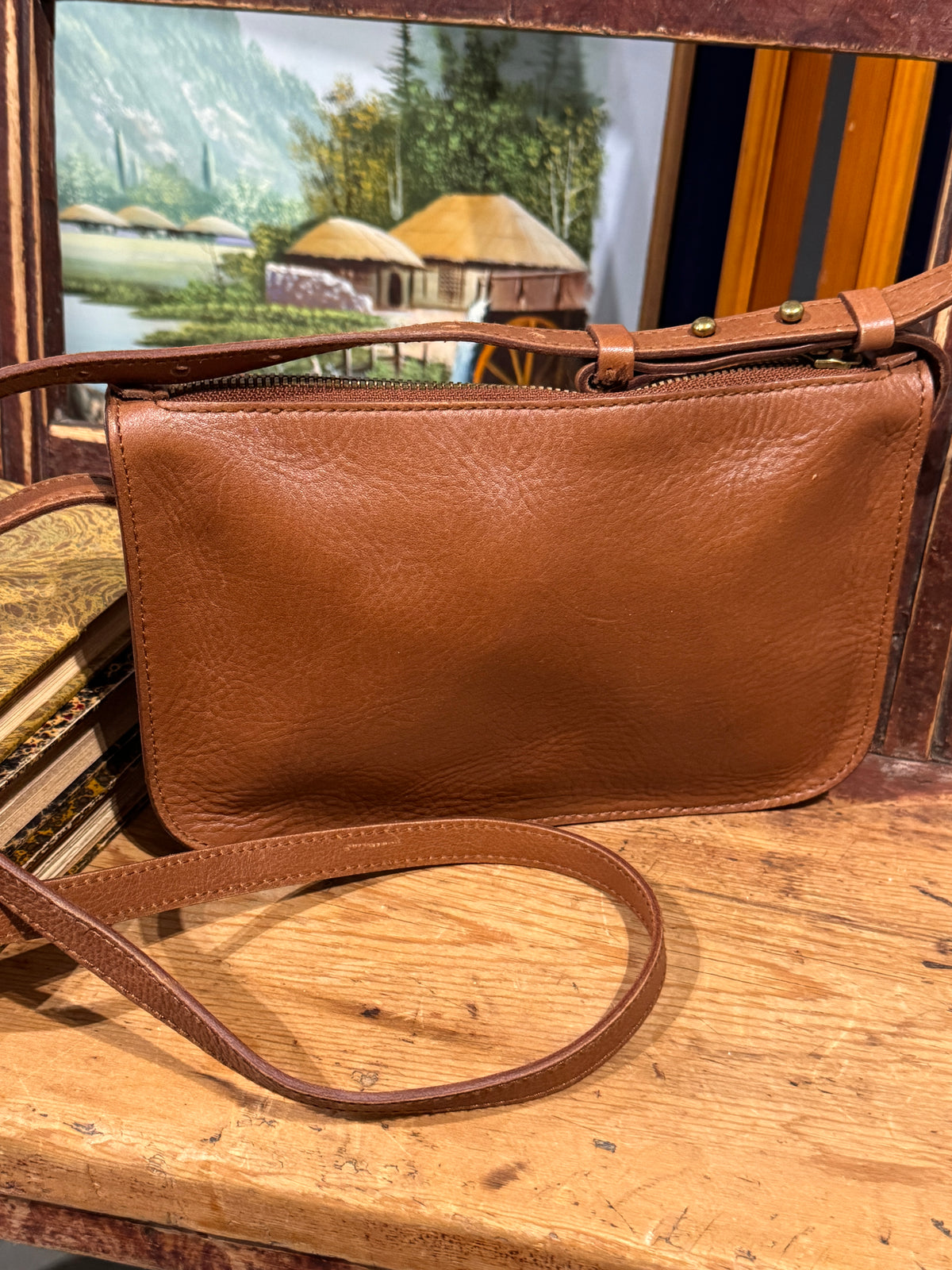 Madewell Simple Crossbody Bag in Brown Pebbled Leather