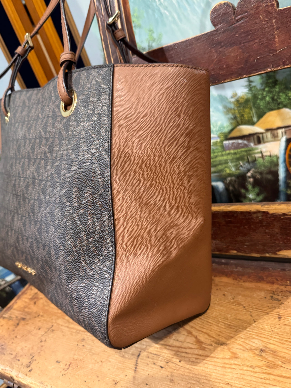 Michael Kors Walsh Medium Tote Bag, Brown Signature MK Monogram