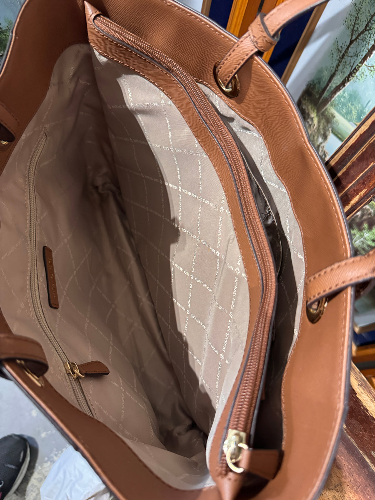 Michael Kors Walsh Medium Tote Bag, Brown Signature MK Monogram