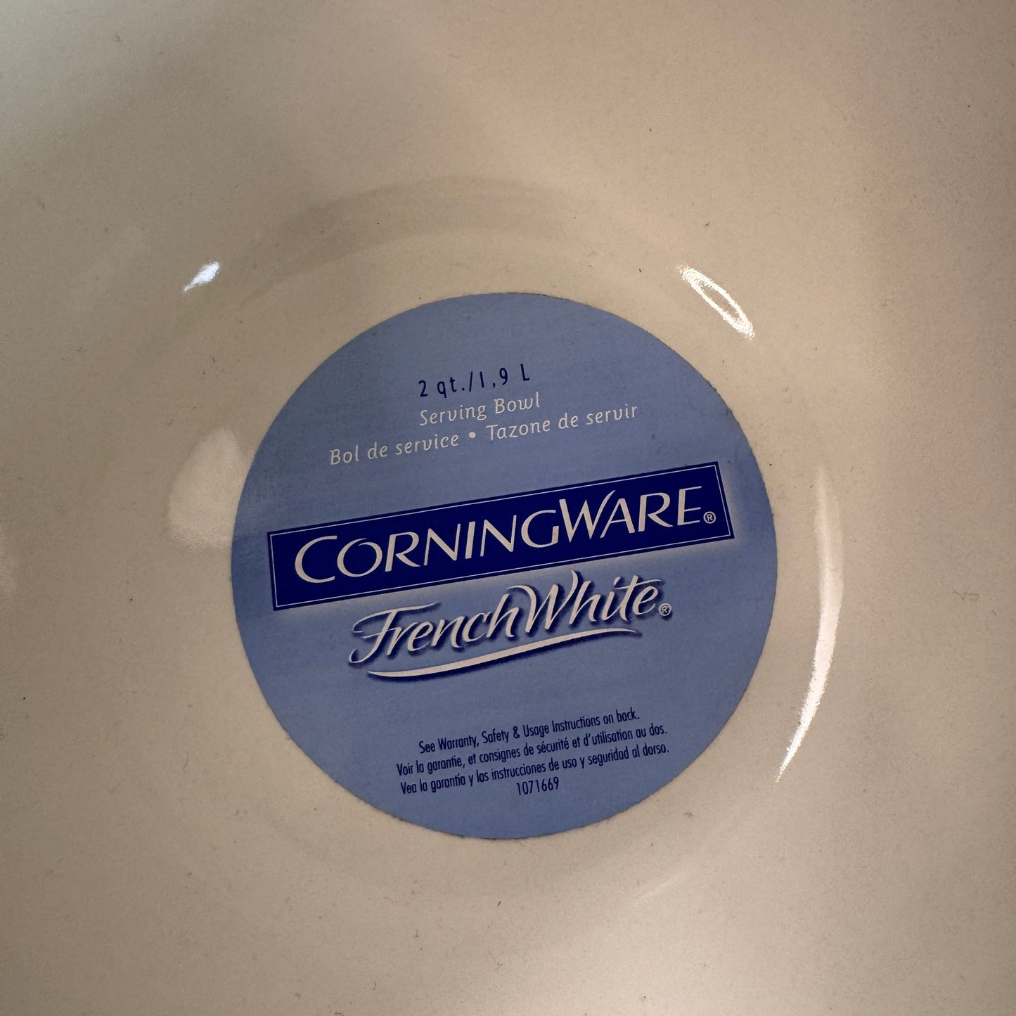 Two Corning French White 8" Mixing Bowls